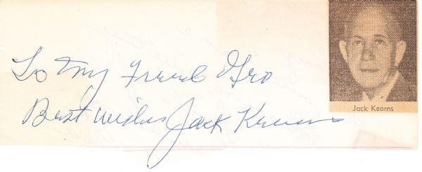 Jack Doc Kearns Autograph signed album page Boxing HOF D.1963 Jack Dempsey 