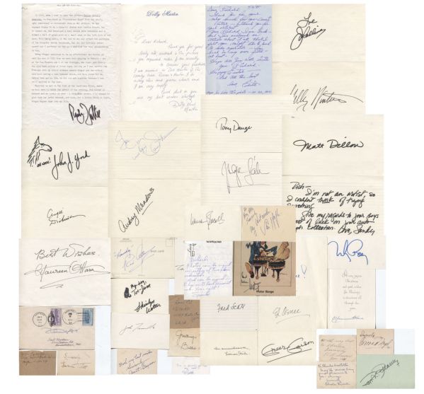 Large Collection of 40 Hollywood Actors and Actresses Autographs