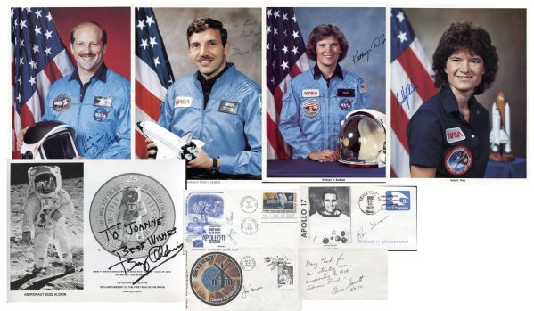 Lot of 9 Astronaut Signed Photos with Buzz Aldrin – Sally Ride