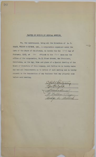 George Wright Multi-Signed Baseball HOF Signed Document D. 1937