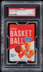 1961 1962 Fleer Unopened Five-Cent Wax Pack - PSA NM 7 Bailey Howell RC showing Chamberlain, West, Robinson RC’s Baylor, Cousy, Russell