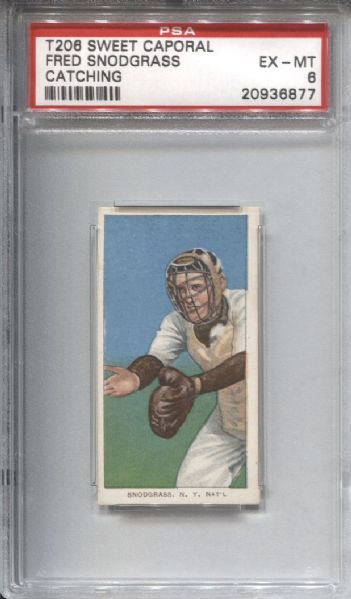 1909 T206 Sweet Caporal – Fred Snodgrass – Catching PSA 6 EX-MT