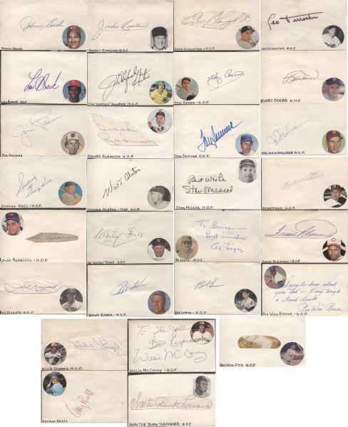 Lot of 29 Baseball HOF signed 3x5 cards and cut signatures w/ Nellie Fox