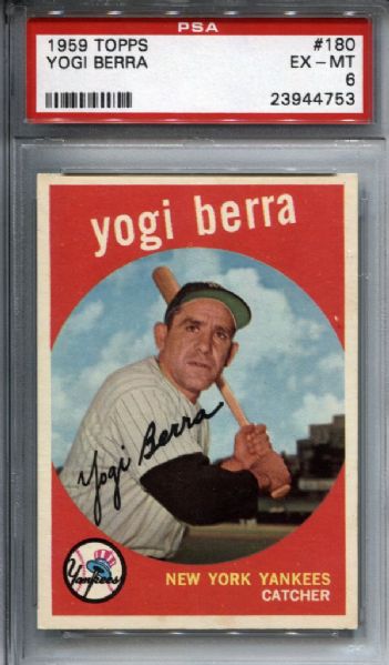 1959 Topps #180 Yogi Berra PSA EX-MT 6 Yankees HOF