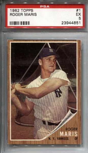 1962 Topps #1 Roger Maris PSA 5 EX - Yankees