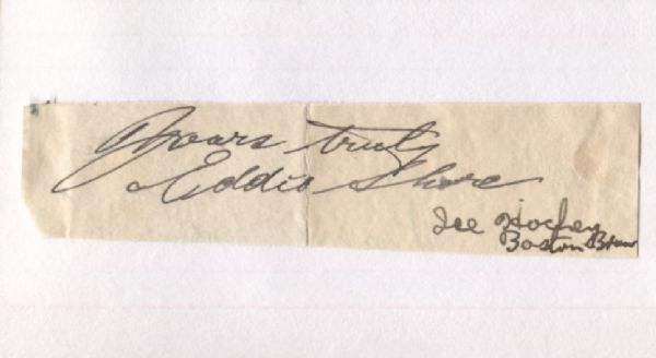 Eddie Shore Cut Signature on a 3x5 card – Boston Bruins - Hockey HOF