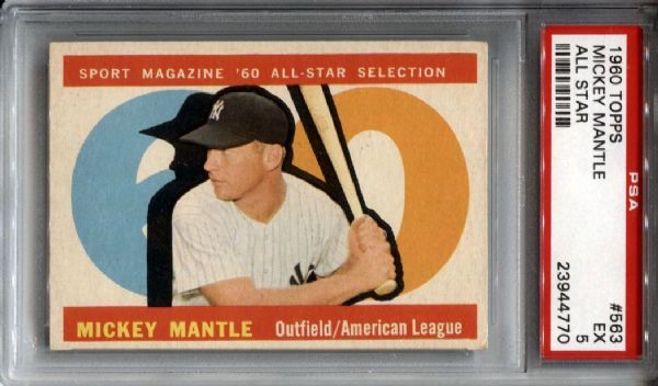 1960 Topps #563 Mickey Mantle All Star PSA 5 EX – Yankees