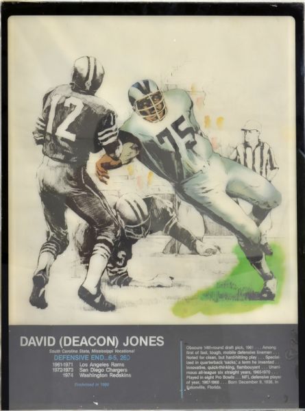 1980 Deacon Jones Football Hall of Fame Enshrinement Display Translite