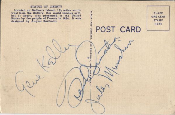Frank Sinatra – Gene Kelly – Jules Munshin Signed Postcard with Original Photo