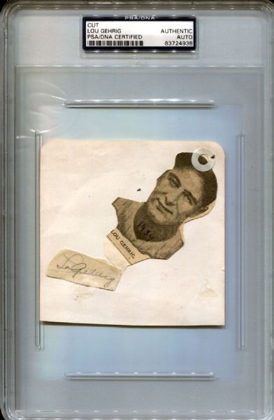 Lou Gehrig Cut Signature PSA/DNA encapsulated from 1934 Yankees HOF D. 1941