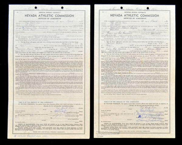 Marvin Hagler Vs. Sugar Ray Leonard Signed Middleweight Championship Fight Contracts