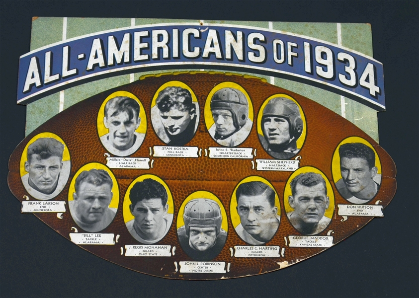 1934 All-Americans Cardboard Die cut Piece with Don Hutson Alabama