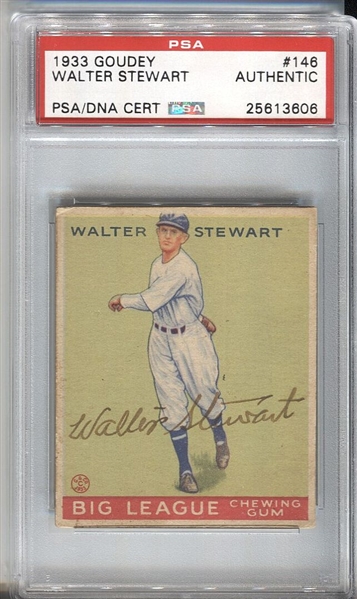 1933 Goudey #146 Walter “Lefty” Stewart Signed Autographed PSA/DNA