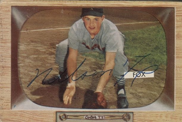 1955 Bowman Nelson Nellie Fox #33 Signed Baseball Card