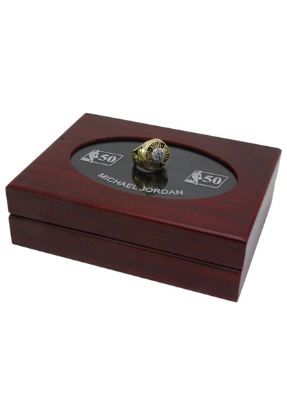 Collection of 25 NBA Top 50 Greatest Players Replica Rings w/ Presentation Boxes - Michael Jordan