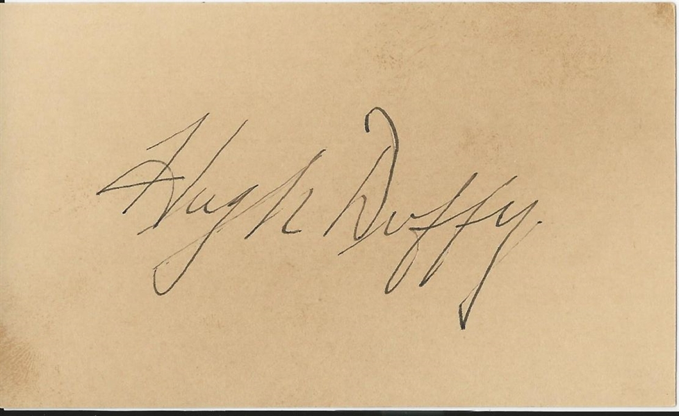HOFer – Hugh Duffy Signed 3x5 Card D. 1954