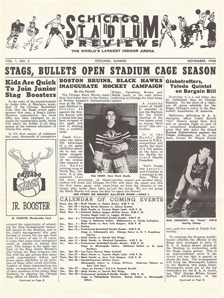 1948 Chicago Stadium Review Newsletter Vol 1 No. 2 – Stags Basketball BAA Schedule