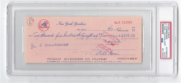 George Steinbrenner Signed AUTOGRAPHED New York Yankees Payroll Check PSA/DNA 