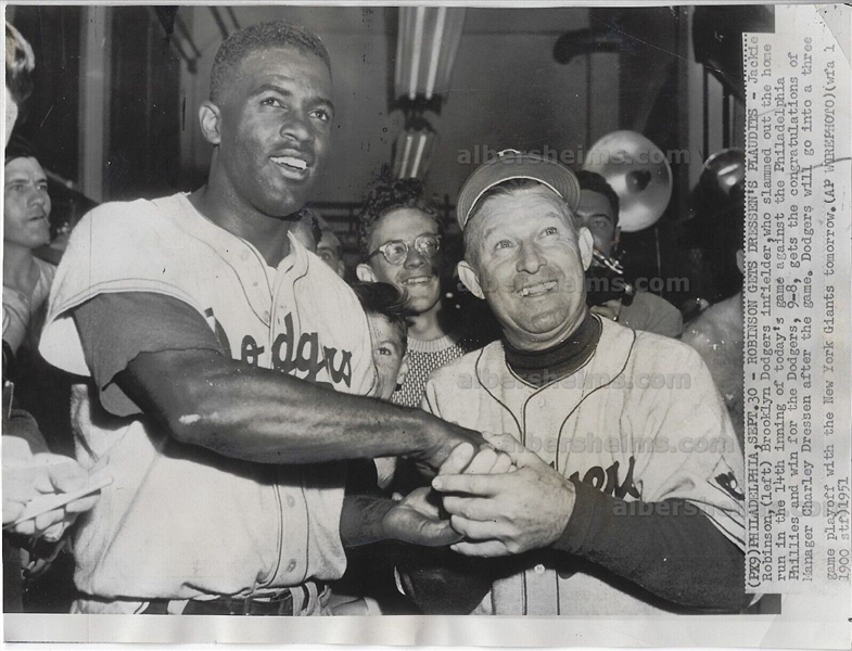 1951 Jackie Robinson & Chuck Dressen Brooklyn Dodgers Original TYPE III Photo