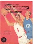 Baltimore Bullets vs. Williamsport Billies February 15, 1959 EPBL Eastern League Basketball Program