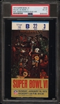 1972 SUPER BOWL VI 6 Ticket Stub DALLAS Cowboys v  MIAMI Dolphins  Roger Staubach MVP PSA 4
