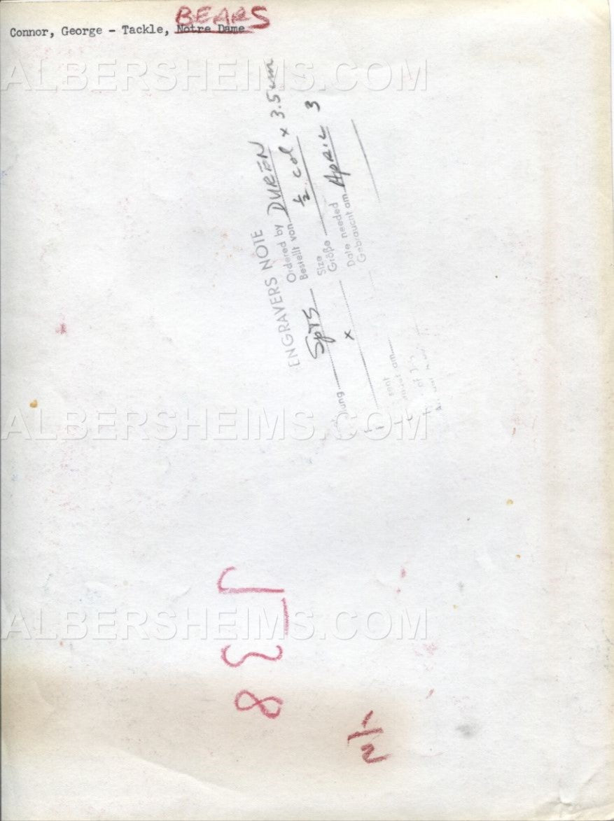 George Connor Bears & Notre Dame Football HOFer Original 1947 Photo