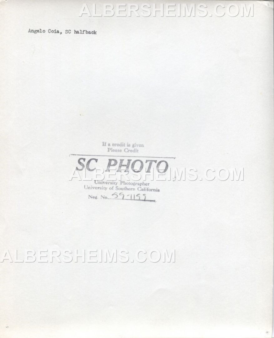 1950's USC Football Star - Angelo Coia Team Issued Type 1 Photo (1963 Bears)