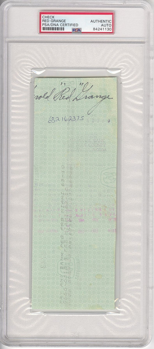 Harold Red Grange Signed AUTO Check from NFL Alumni Association Super Rare PSA/DNA