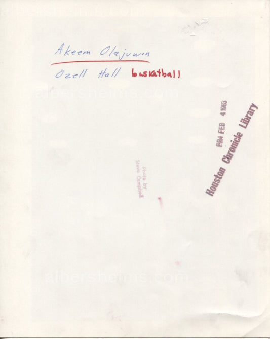Akeem Hakeem Olajuwon Houston Cougars vs Baylor 1983 Original TYPE 1 Photo PSA/DNA LOA