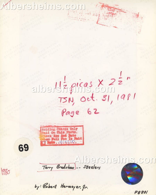 Terry Bradshaw 1980 Original Type 1 Photo Published in The Sporting News