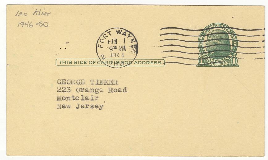 Leo Klier signed AUTO GPC 1st Year NBA Indianapolis Kautskys Pistons Packers 1948 Bowman Set