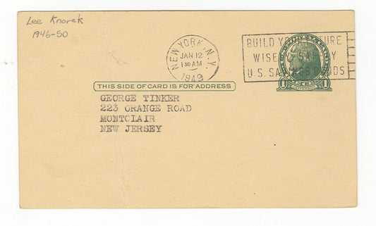 Lee Knorek 1st Year NY Knicks 1948 Bowman Basketball Signed AUTO GPC