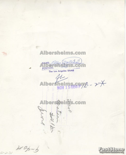 Ollie Matson 1959 Original TYPE I Photo L.A. Rams Pro Football HOF