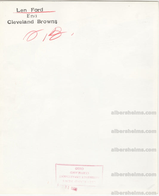 1950 Cleveland Browns Future Pro Football HOFer - Len Ford Original TYPE 1 photo PSA LOA