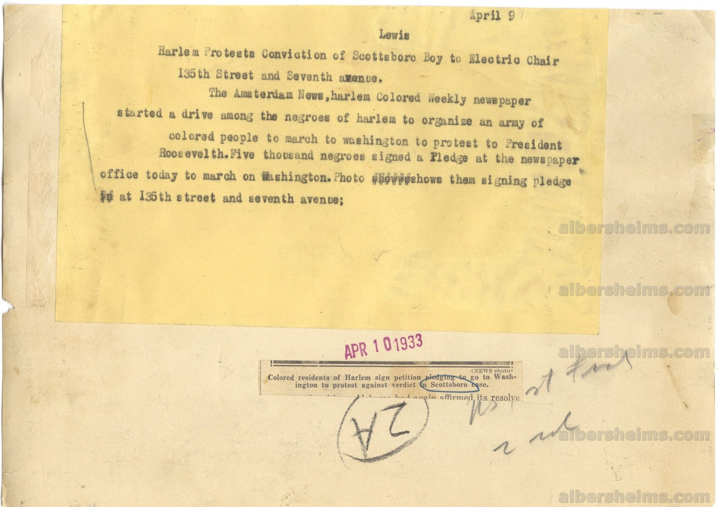 1933 Harlem Community Protests Decision in Scottsboro Boys Case Original Photo Pre Civil Rights