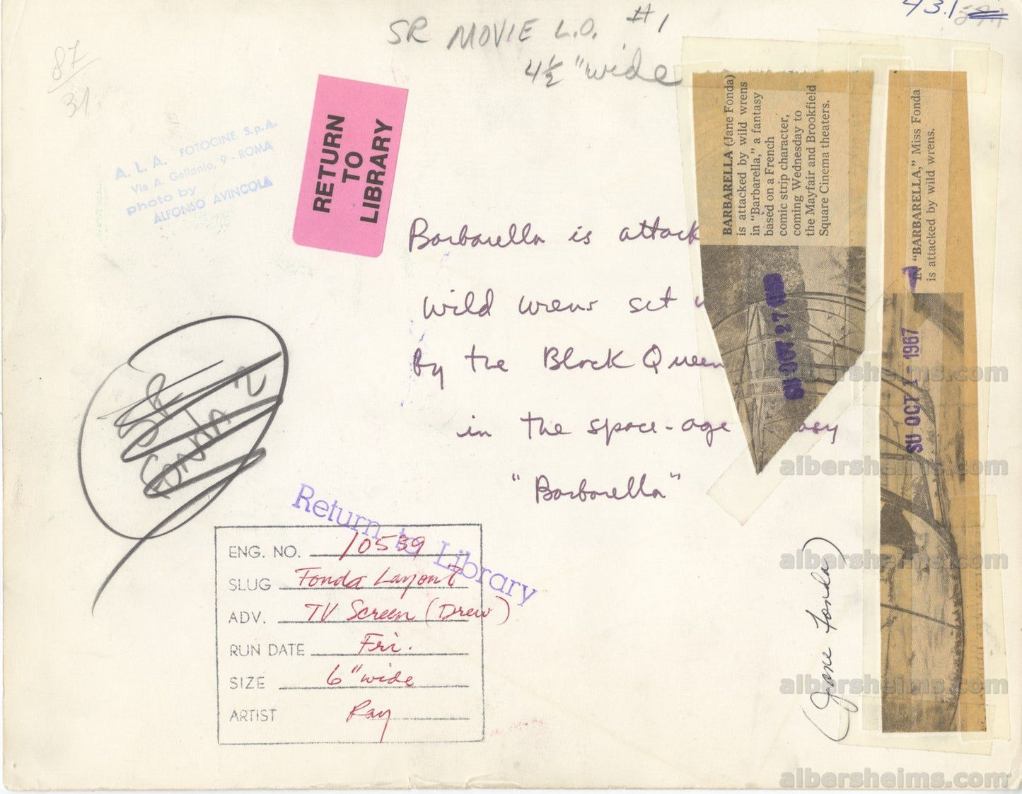 1968 Jane Fonda Super Sexy Barbarella Cult Classic Double Weight Original TYPE 1 photo