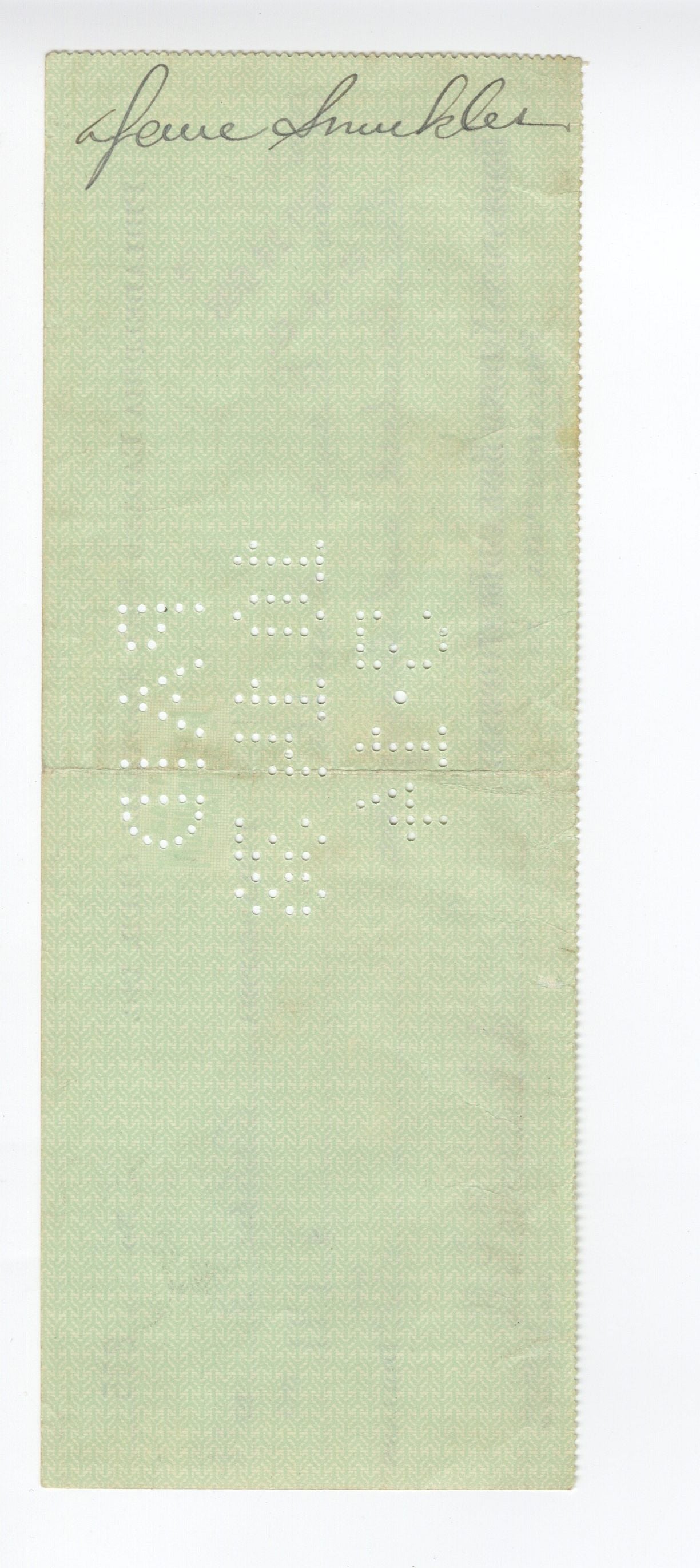 Bert Bell D.1959 FB HOF signed Eagles payroll check to Dave Smukler D.1971