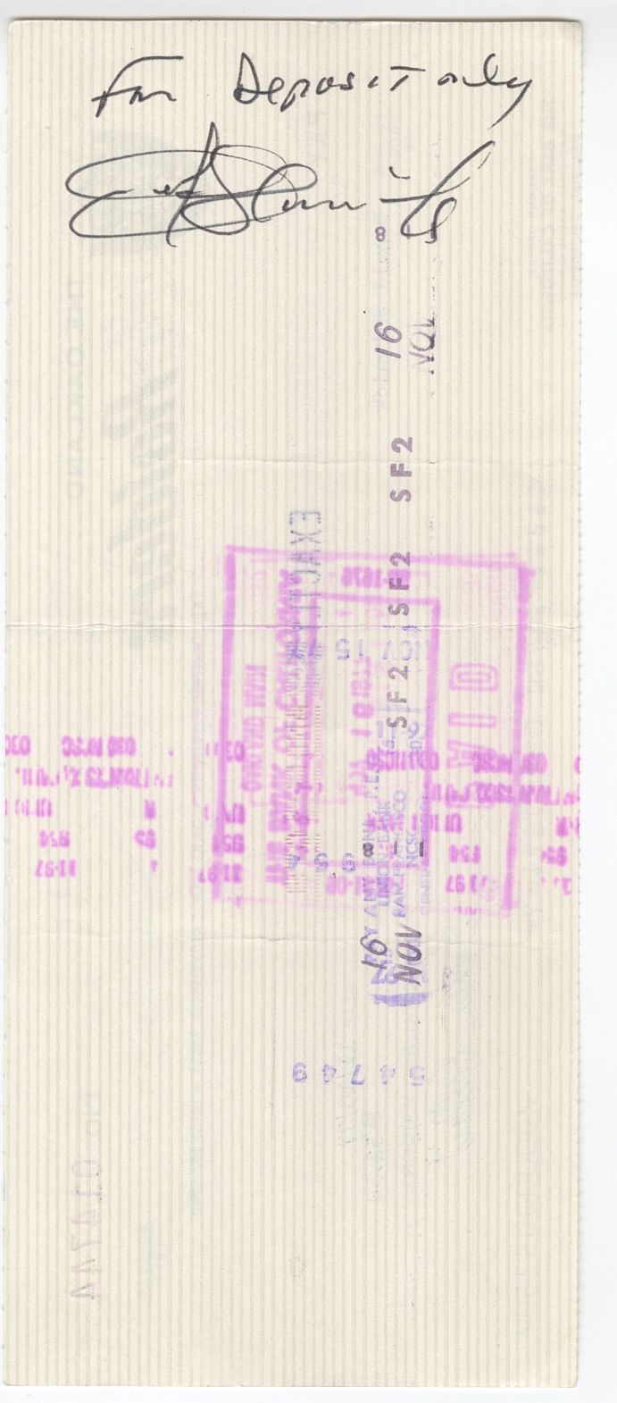 Don Shinnick Signed AUTO 1977 Oakland Raiders payroll Check