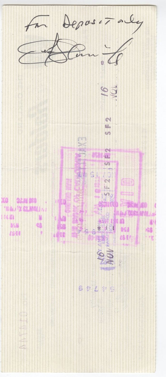 Don Shinnick Signed AUTO 1977 Oakland Raiders payroll Check