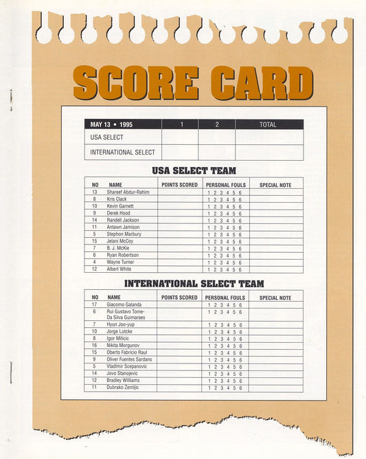 1995 Nike Hoop Summit Multi-Signed AUTO program with Robert Traylor U of Michigan D.2011