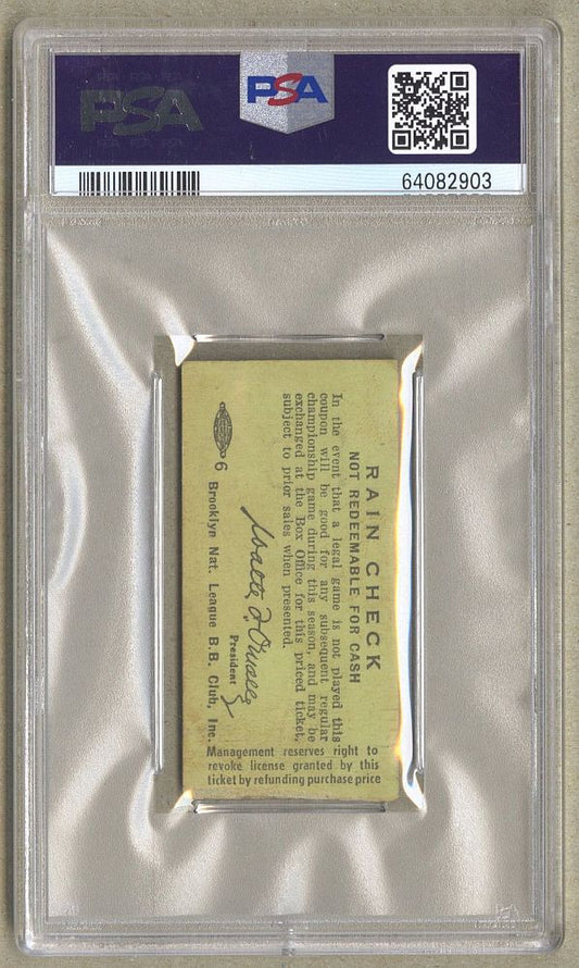 1954 Brooklyn Dodgers vs Phillies Jul 9 ticket Stub Campy #171 & Hodges #192 HR Jackie Robinson Hit PSA