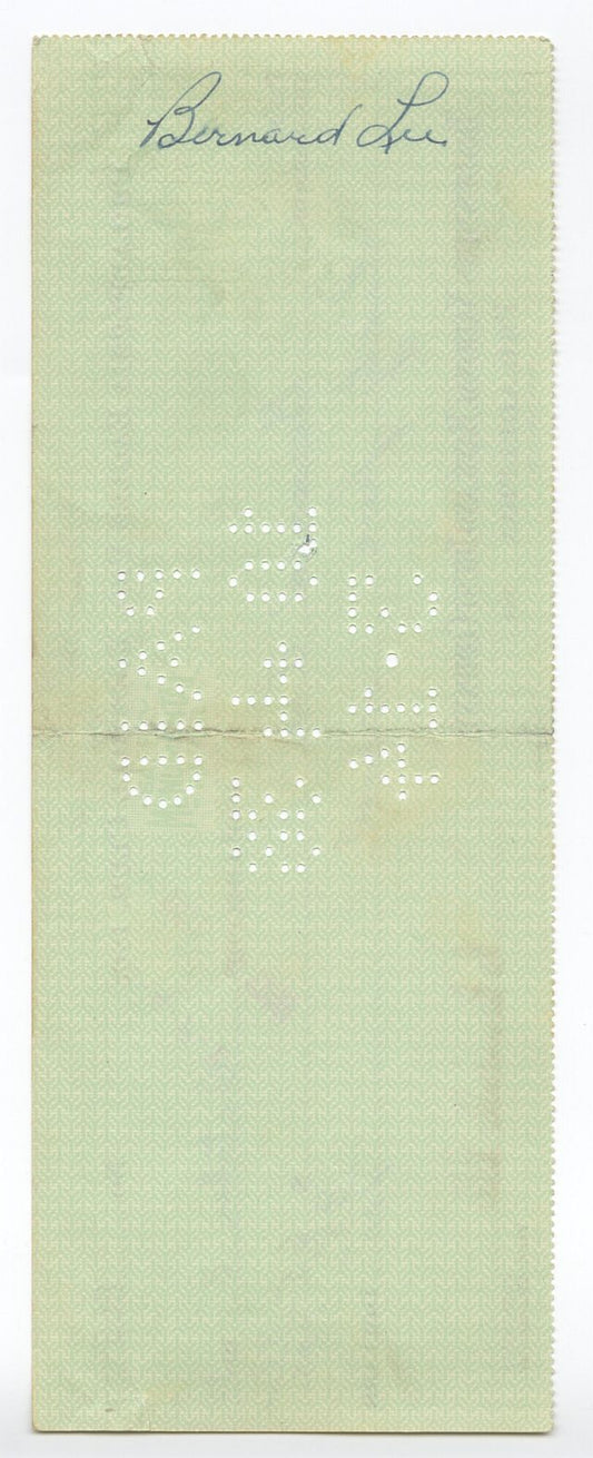 Bert Bell D.1959 FB HOF signed Eagles payroll check to Bernie Lee