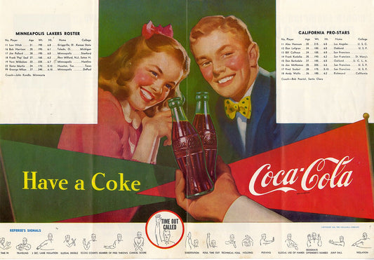 Minneapolis Lakers vs Cal Pro Stars Program - May 4, 1952 Featuring George Mikan & Don Barksdale