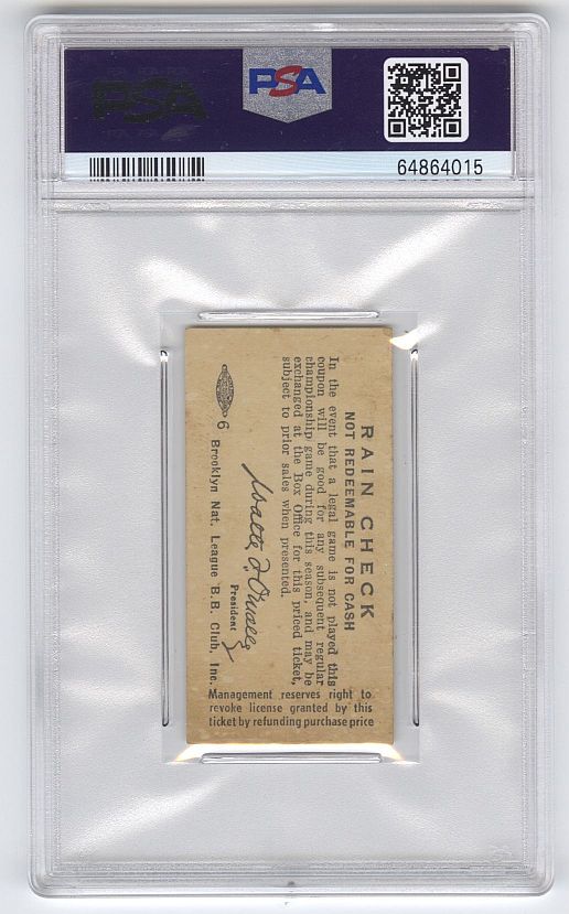 1954 Brooklyn Dodgers vs Reds 8/6 - Jackie Robinson 3 for 4, 3 RBI HR #117 PSA 5 Pop 1