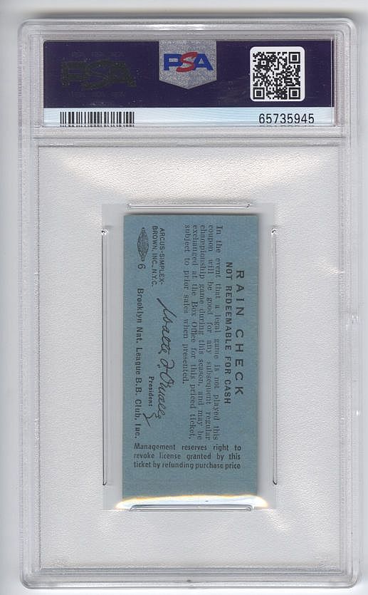 1956 Brooklyn Dodgers vs Cardinals 9/18 Gil Hodges HR #267 Stan Musial HR #350 PSA Pop 1