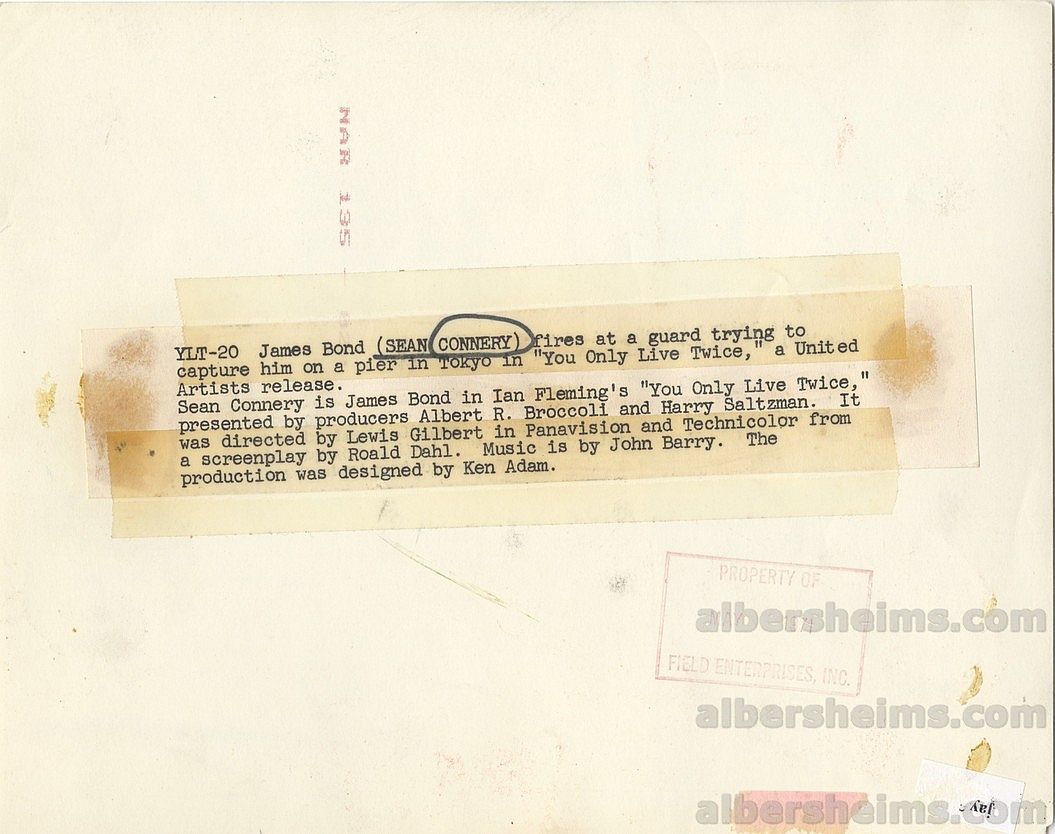 1971 Sean Connery You Only Live Twice James Bond 007 Original Photo