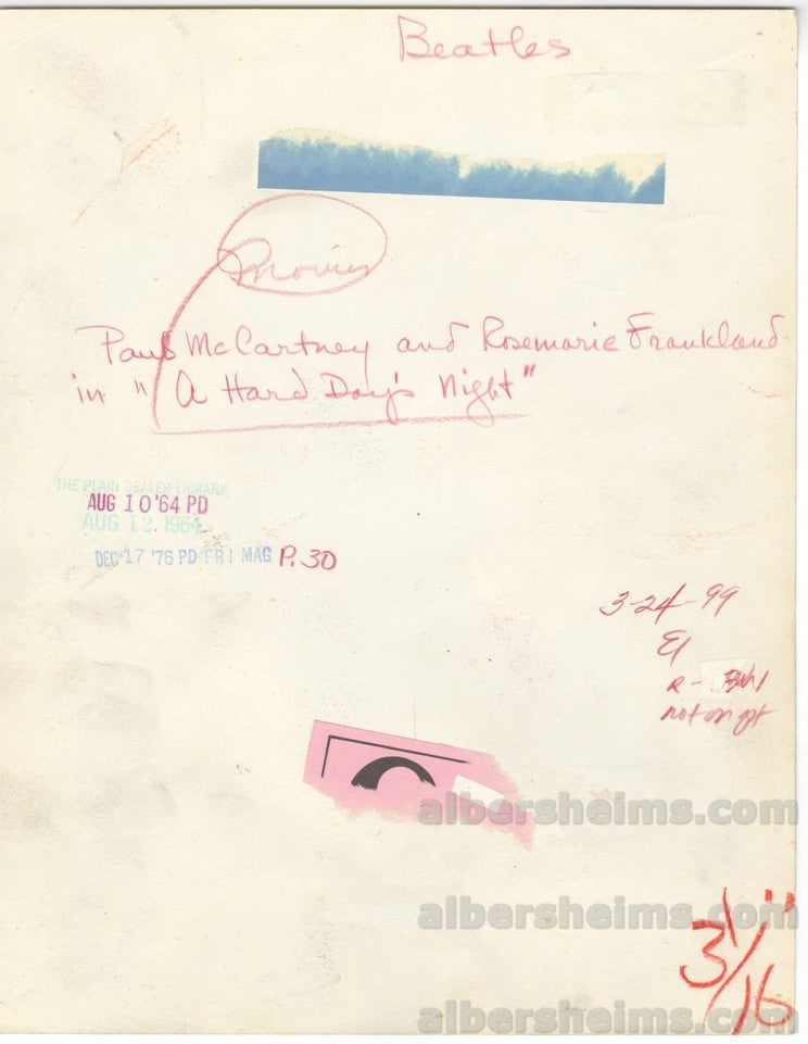 1964 Paul McCartney Original Photo "A Hard Days Night" Beatles