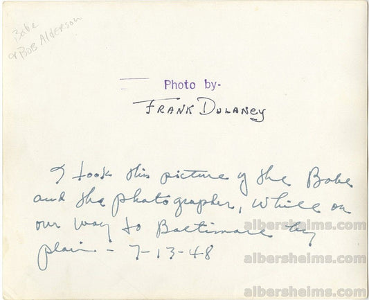 Babe Ruth & Photographer Bob Alderson On Airplane 1948 Autographed Original TYPE 1 Photo