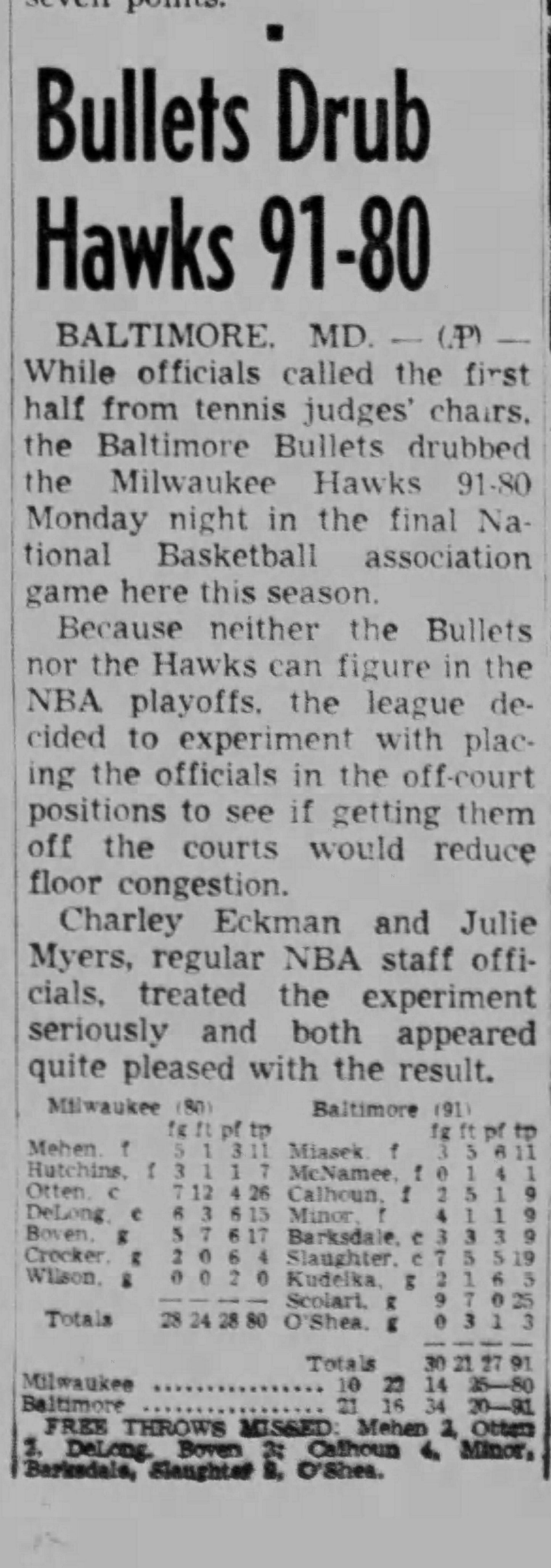 1952 Baltimore Bullets vs Milwaukee Hawks 3/10 Team Signed AUTO by 11 program /w Don Barksdale