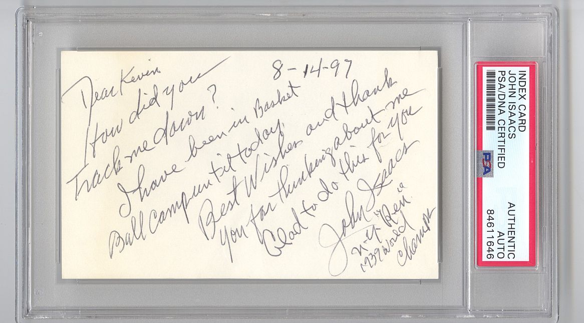 John Isaacs Signed AUTO Letter Basketball HOF NY Rens Globetrotters PSA/DNA